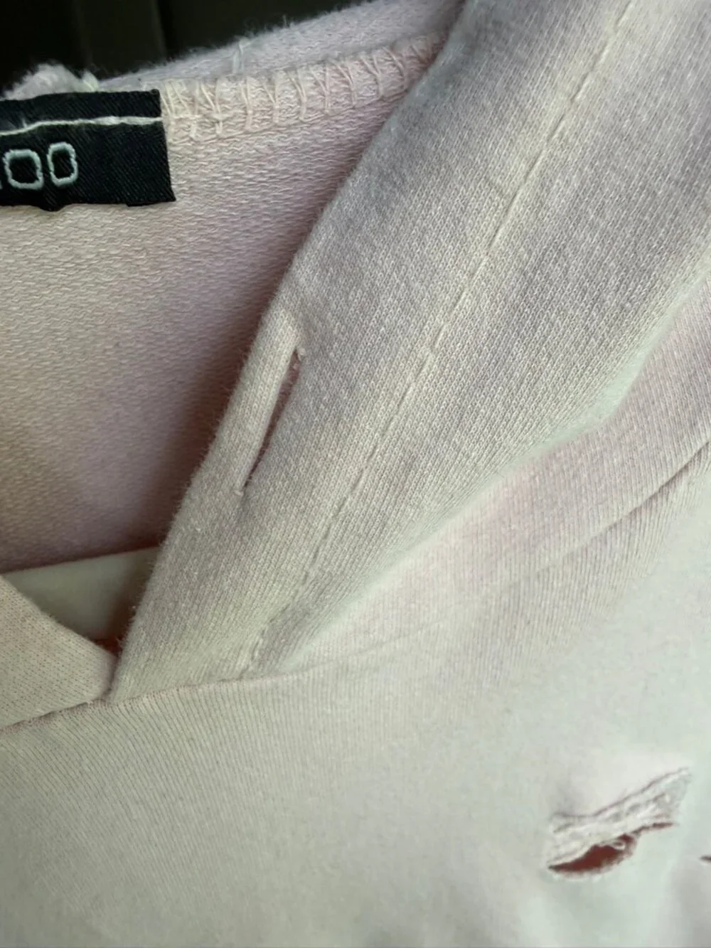 Boohoo Distressed Oversized Hoodie Sweatshirt Dress Pink, Ripped Grunge Pullover